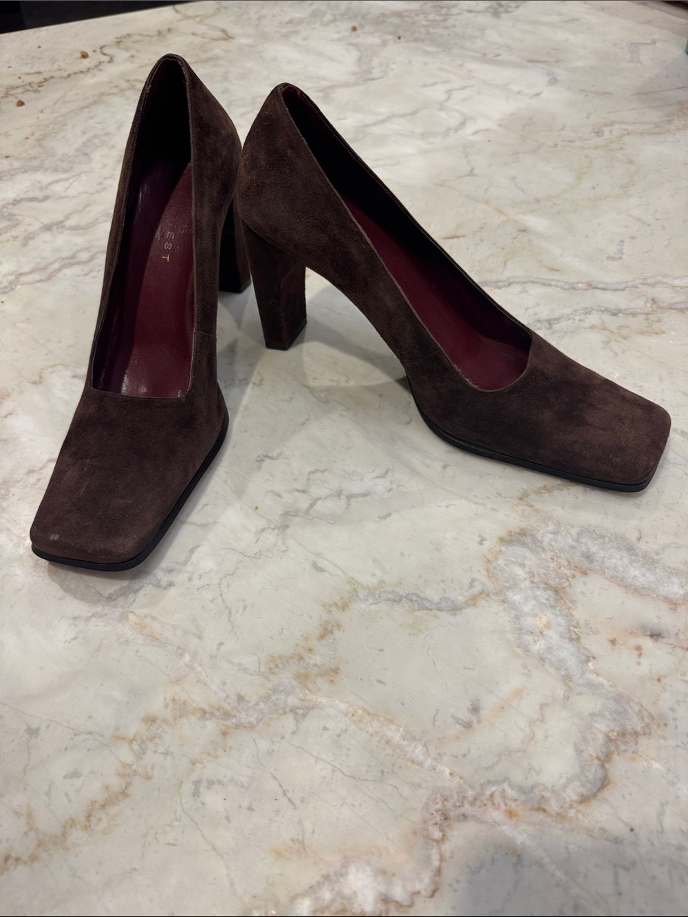 Nine West Women's Brown Suede Block Heel Pumps